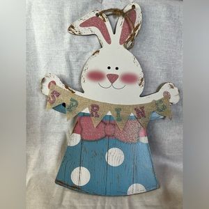 Wooden Bunny Spring Sign